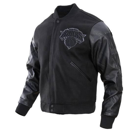 Ny Knicks Black Triple Varsity Jacket Ny Knicks Black Triple Varsity Jacket