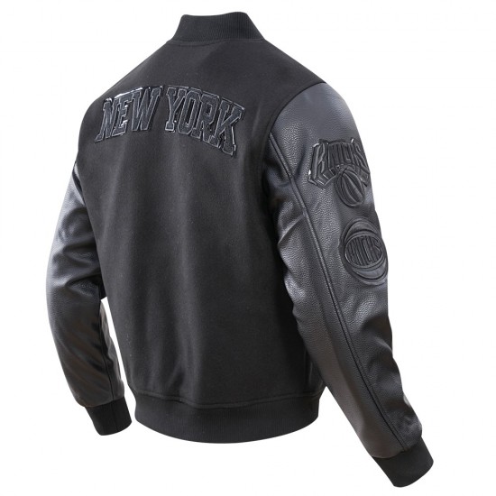 Ny Knicks Black Triple Varsity Jacket Ny Knicks Black Triple Varsity Jacket