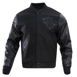 Ny Knicks Black Triple Varsity Jacket Ny Knicks Black Triple Varsity Jacket
