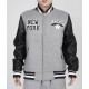NY Knicks Varsity Gray and Black Jacket front view varsity jacket