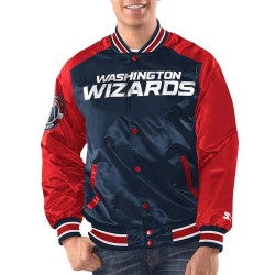 Navy/Red Washington Wizards Renegade Varsity Satin Jacket