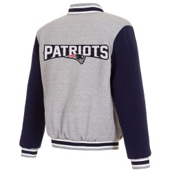 New England Patriots Varsity Gray and Navy Wool Jacket New England Patriots Varsity Gray and Navy Wool Jacket