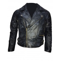 New Men's Classic Diamond Biker Distressed Vintage Leather Jacket