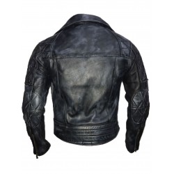 New Men's Classic Diamond Biker Distressed Vintage Leather Jacket