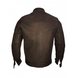 New Men's Vintage Biker Choco Buff Skin Motorcycle Cafe Racer Leather Jacket