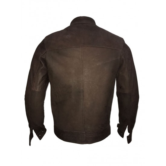 New Mens Vintage Biker Choco Buff Skin Motorcycle Cafe Racer Leather Jacket