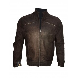 New Men's Vintage Biker Choco Buff Skin Motorcycle Cafe Racer Leather Jacket