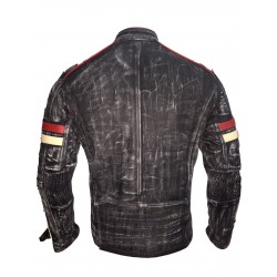 New Men's Vintage Biker Retro Motorcycle Cafe Racer Distressed Leather Jacket