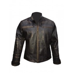 New Men's Vintage Biker Retro Motorcycle Cafe Racer Distressed Leather Jacket