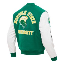 Norfolk State Spartans Varsity Green and White Jacket Norfolk State Spartans Varsity Green and White Jacket
