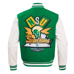 Norfolk State University Classic Rib Green Varsity Jacket Norfolk State University Classic Rib Green Varsity Jacket