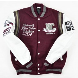 North Carolina Central University Motto 2.0 Purple and White Varsity Jacket North Carolina Central University Motto 2.0 Purple and White Varsity Jacket