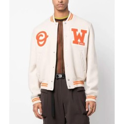 OW Logo-Patch Off-White Varsity Jacket