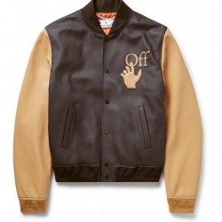 Off-White Leather Varsity Jacket