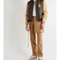 Off-White Leather Varsity Jacket