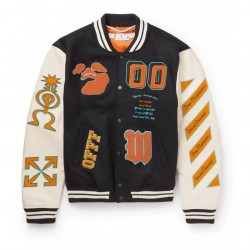 Off-White Wool-Blend Varsity Jacket