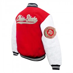 Ohio State Buckeyes Red & White Full-Snap Wool Jacket 