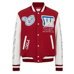On The Go Red Wool and Leather Varsity Jacket On The Go Red Wool and Leather Varsity Jacket