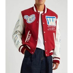 On The Go Red Wool and Leather Varsity Jacket On The Go Red Wool and Leather Varsity Jacket