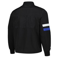 Philadelphia 76ers Black Stitch Applique Bomber Jacket Philadelphia 76ers Black Stitch Applique Bomber Jacket