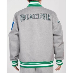 Philadelphia Eagles Heather Grey Varsity Wool Jacket Philadelphia Eagles Heather Grey Varsity Wool Jacket