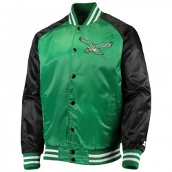 Philadelphia Eagles Lead Off Satin Varsity Jacket Philadelphia Eagles Lead Off Satin Varsity Jacket