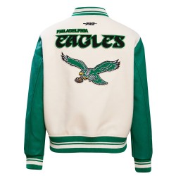Philadelphia Eagles Retro Classic Cream And Green Varsity Jacket