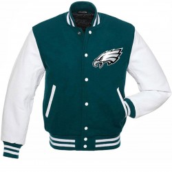 Philadelphia Eagles Varsity Green and White Jacket Philadelphia Eagles Varsity Green and White Jacket