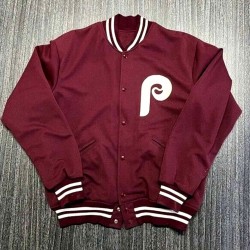 Philadelphia Phillies Maroon Wool Varsity Jacket Philadelphia Phillies Maroon Wool Varsity Jacket