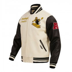 Pittsburgh Steelers Retro Classic Cream Wool Varsity Jacket