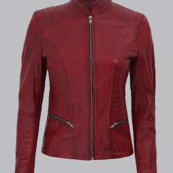 Rachel Womens Maroon Slim Fit Leather Jacket Rachel Womens Maroon Slim Fit Leather Jacket