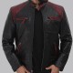Rollins Mens Black and Maroon Cafe Leather Jacket Rollins Mens Black and Maroon Cafe Leather Jacket