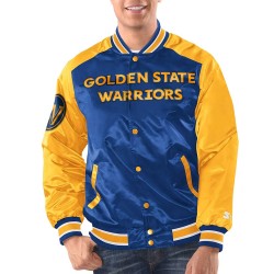 Royal/Gold Golden State Warriors Renegade Varsity Satin Jacket