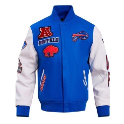 Royal/White Buffalo Bills Animal Print Varsity Jacket