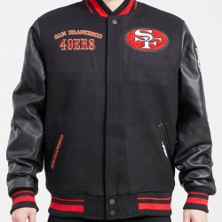 San Francisco 49ers Retro Classic Black Wool Varsity Jacket San Francisco 49ers Retro Classic Black Wool Varsity Jacket