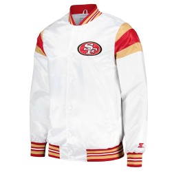 San Francisco 49ers White Varsity Satin Jacket