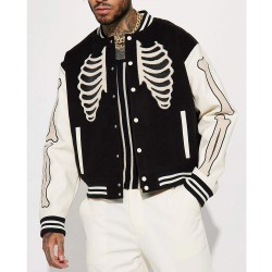 Skeleton Varsity Wool & Leather Jacket Skeleton Varsity Wool & Leather Jacket