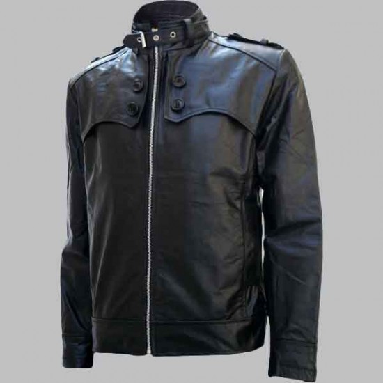New Men's Soft Biker Black Crop Leather Jacket New Mens Soft Biker Black Crop Leather Jacket