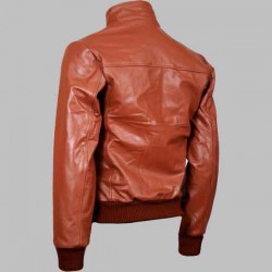 New Men's Tan Leather Bomber Jacket New Men's Tan Leather Bomber Jacket