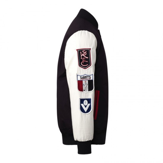 St Kilda Saints Collegiate Black and White Varsity Jacket St Kilda Saints Collegiate Black and White Varsity Jacket