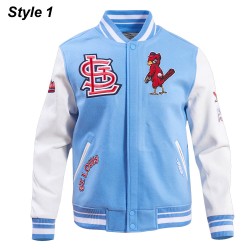 St. Louis Cardinals Retro Classic Rib Blue Wool Varsity Jacket St. Louis Cardinals Retro Classic Rib Blue Wool Varsity Jacket