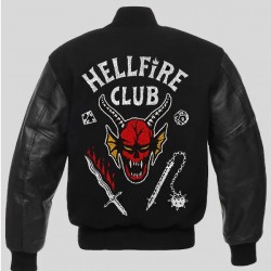 Stranger Things Hellfire Club Black Varsity Jacket