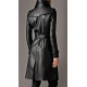 Women's Black Sheepskin Leather Long Coat