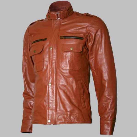 New Men's Tan Brown Moto Leather Jacket New Mens Tan Brown Moto Leather Jacket