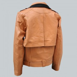 Tan and Black Draped Leather Jacket for Men Tan and Black Draped Leather Jacket for Men