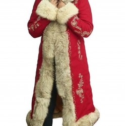 The Christmas Chronicles 2 Mrs. Claus Red Hooded Fur Collar Coat The Christmas Chronicles 2 Mrs. Claus Red Hooded Fur Collar Coat