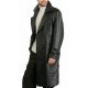 Augusta Guys Black Double Breasted Leather Overcoat