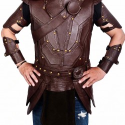 Chris Hemsworth Thor Ragnarok Brown Leather Vest with Removable Belts