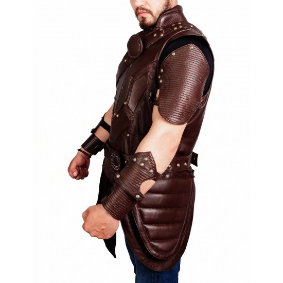 Chris Hemsworth Thor Ragnarok Brown Leather Vest with Removable Belts