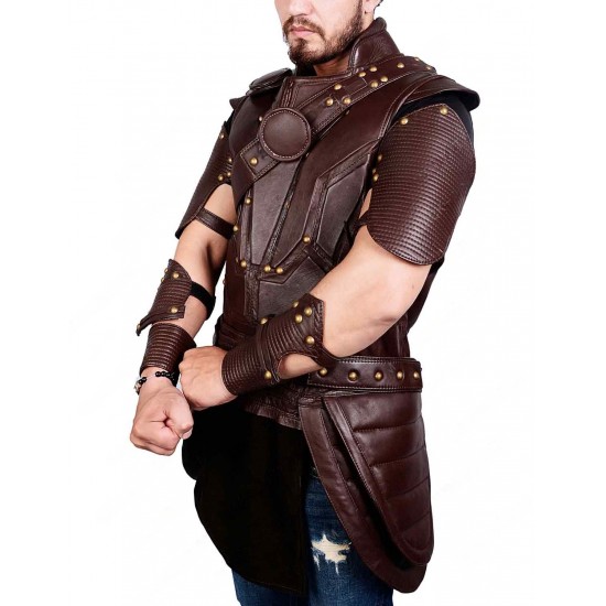 Chris Hemsworth Thor Ragnarok Brown Leather Vest with Removable Belts